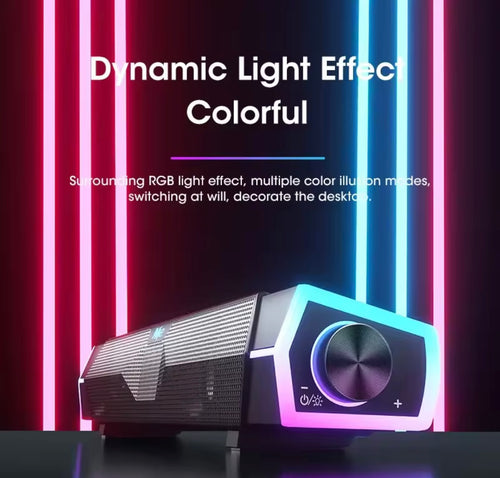 4D Stereo Sound Bar, PC Speaker, Surround Soundbar, Bluetooth Wired and Wireless Computer Speakers, RGB Subwoofer for Laptop, Theater, and TV